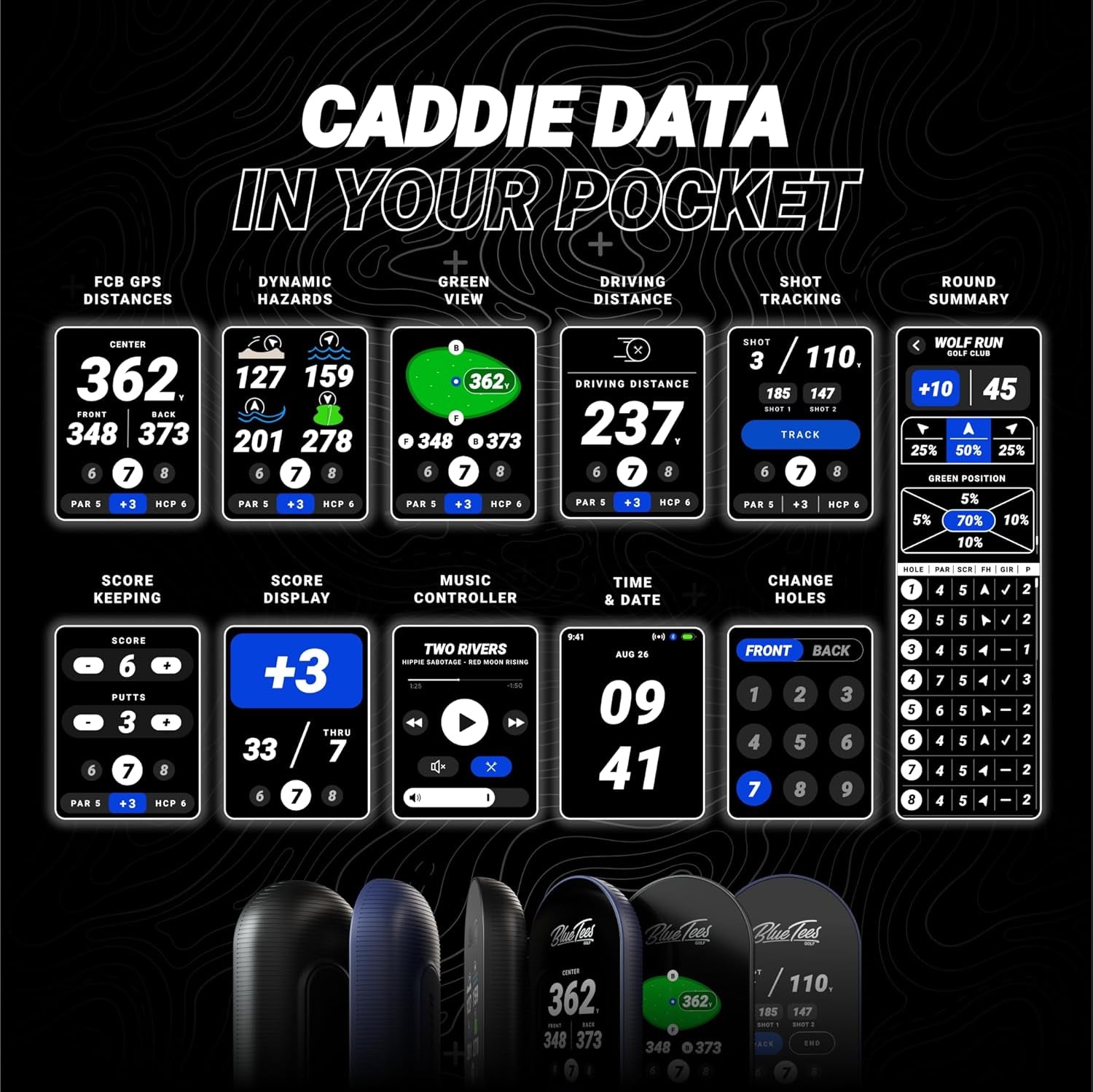 Ringer - Magnetic Golf GPS Handheld, Touch Screen Display, Water Resistant Golf Distance Range Finder, 40,000+ Preloaded Courses, 10+ Hours Battery, Built-In Magnetic Strip