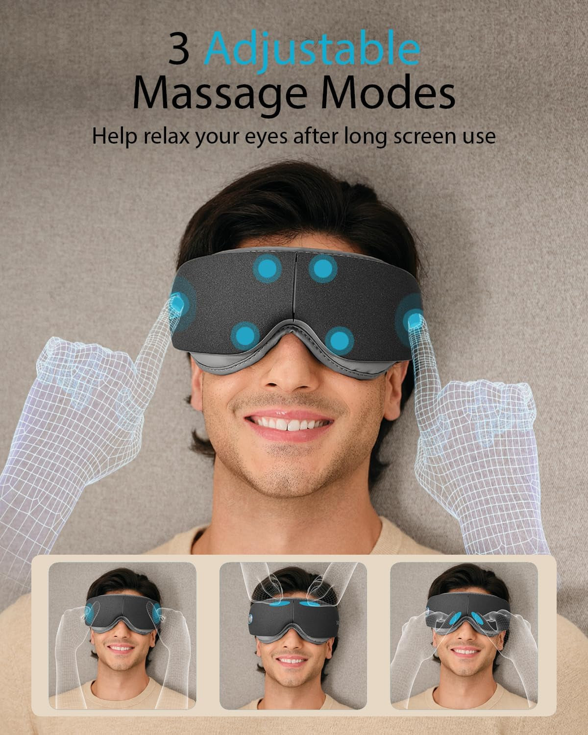 Heated Eye Massager, Portable Eye Mask for Relax & Eye Strain Relief, Bluetooth Massaging Eye Massager Ideal Mother'S Day/Birthday Gift for Mom, Dad, Women, Men