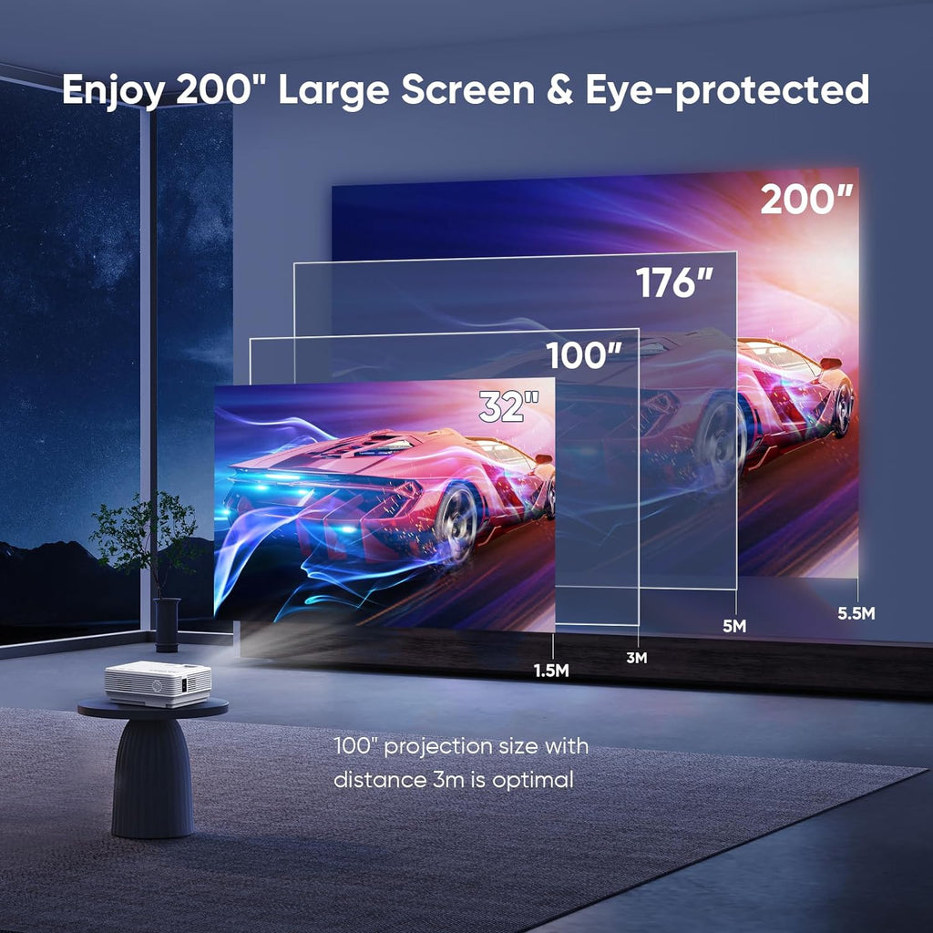 Projector with Wifi and Bluetooth, Upgrade Outdoor Projector, Mini Movie Projector Supports 1080P Synchronize Smartphone Screen by Wifi/Usb Cable for Home Entertainment (Wifi)