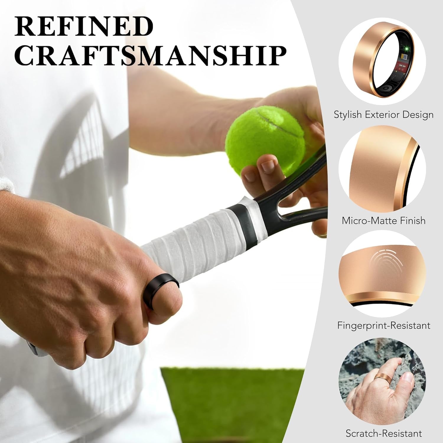 Smart Health Ring 2.0 for Women Men, Slim Scratch & Fingerprint Resistant Design,Efficient Chip Fitness Tracker, Monitors Heart, Blood Oxygen & Pressure, Sleep, Steps, Waterproof, Ios & Android, GD 12