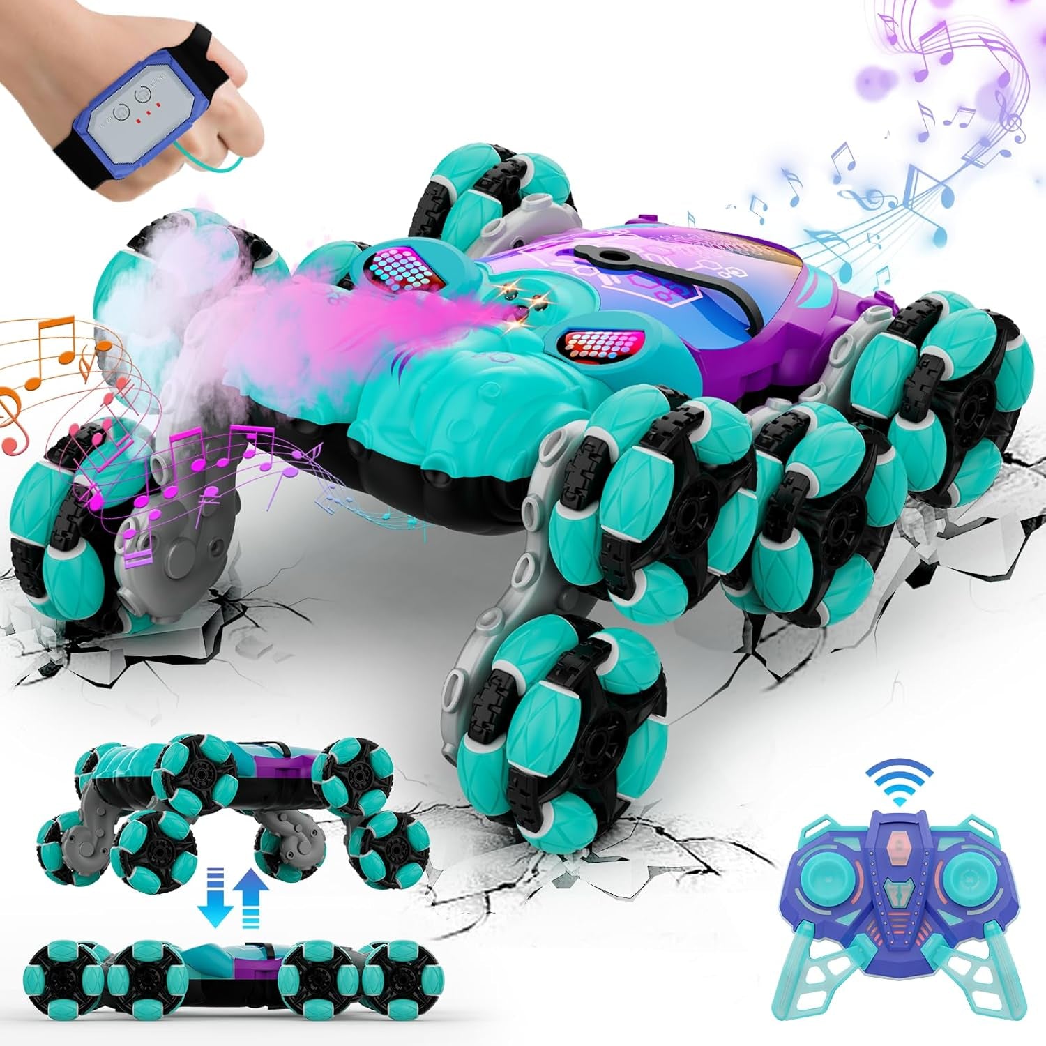 8WD Gesture Sensing Stunt Rc Cars Toys for Kids Age 6-13, Hand Controlled Stunt Car, 2.4Ghz Double-Sided Drift Stunt Car, Xmas Best Gifts Ideas for Boys Girls Age 6 7 8 9 10 11 12+ Years Blue