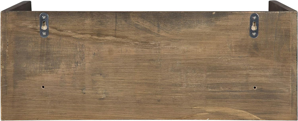 Kitt Floating Shelf Side Table with Drawer, Rustic Brown