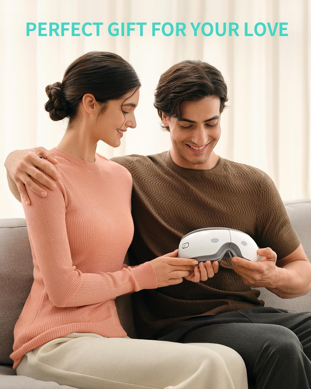 Eye Massager with Heat & Music, Foldable Eye Mask for Migraine & Strain, 5 Massage Modes, Perfect Relaxation Birthday Gifts for Dad, Mom, Men, Women