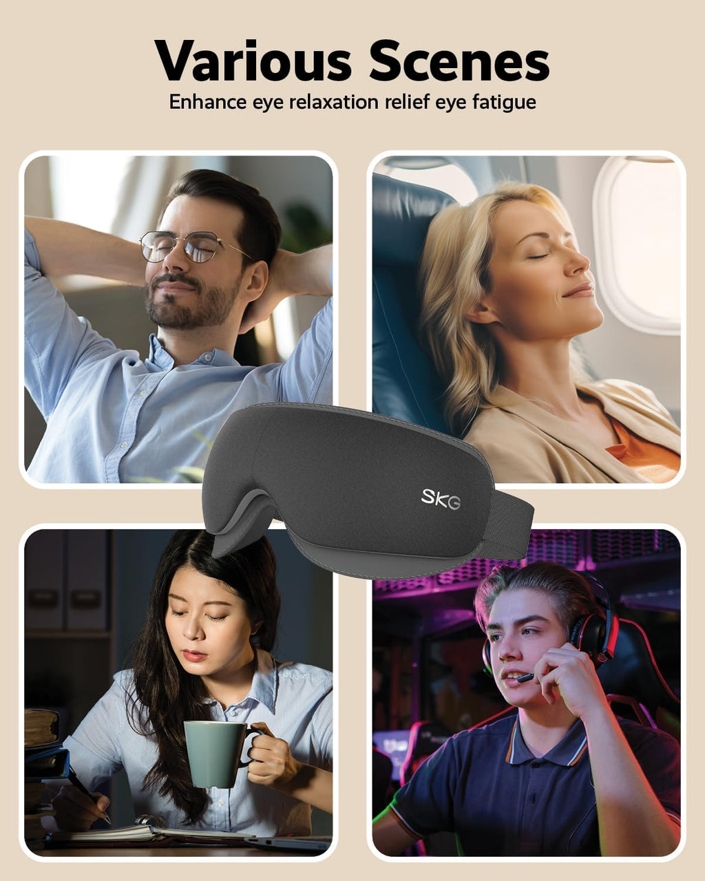 Heated Eye Massager, Portable Eye Mask for Relax & Eye Strain Relief, Bluetooth Massaging Eye Massager Ideal Mother'S Day/Birthday Gift for Mom, Dad, Women, Men