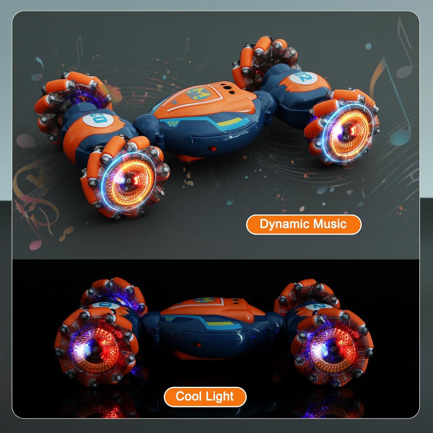 Gesture Sensing RC Stunt Car - Boys Toys Age 6-8-12, 4WD Hand Controlled Remote Control Twist Car with Light & Music, Cool Birthday Presents and Ideas Gifts for Kids Age 7 9 10 11 12 Years Old