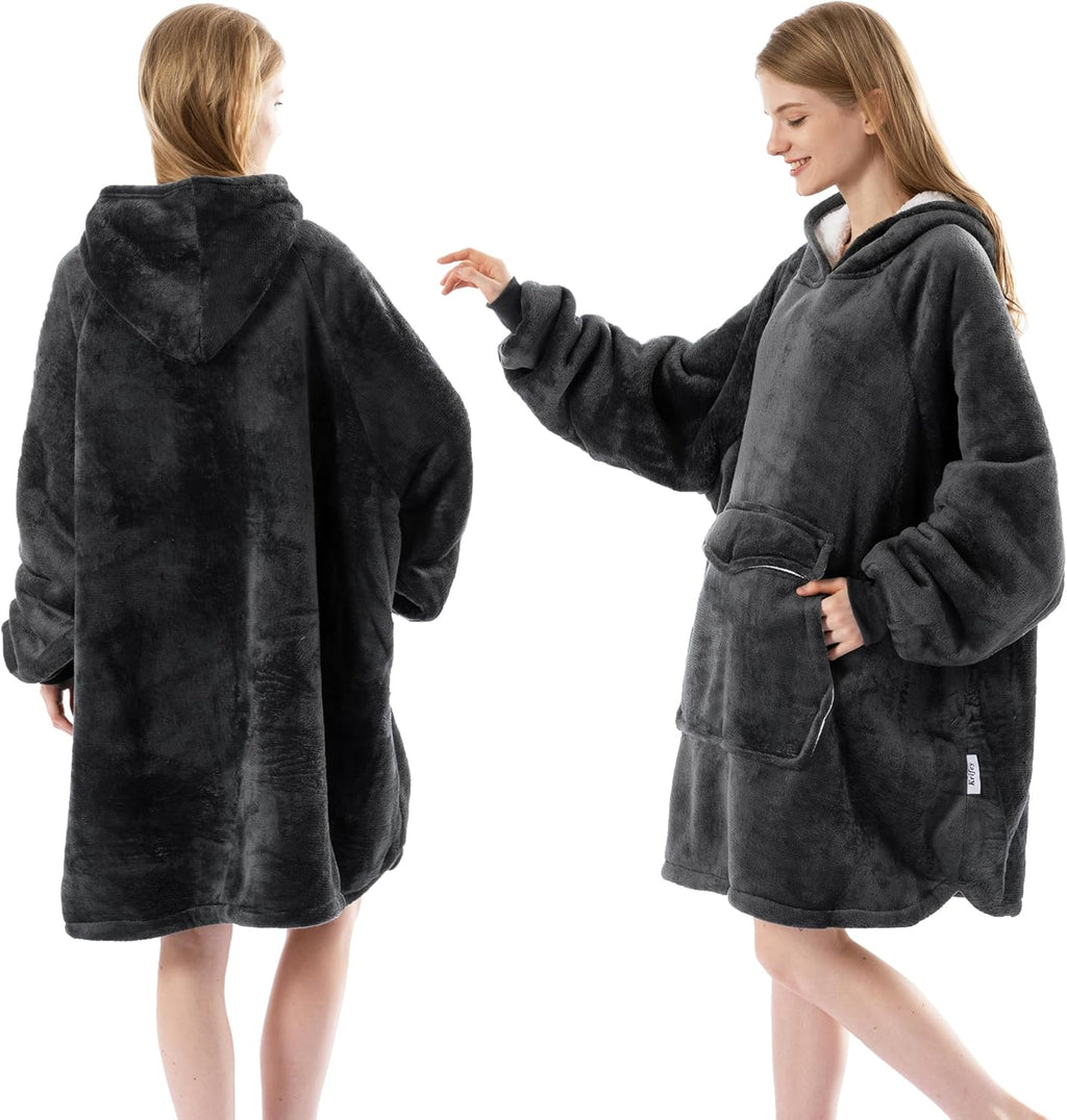 Wearable Blanket Hoodie, Oversized Sherpa Fleece Sweatshirt with Giant Pocket, Birthday Gifts for Women, Warm Christmas Gift for Mom, Wife, or Girlfriend