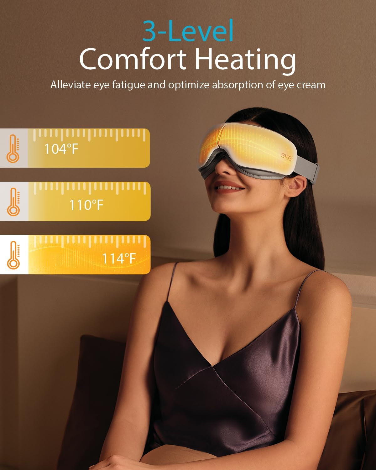 Heated Eye Massager with Heat & Compression, Ultra-Quiet Eye Mask Massager for Relaxation and Eye Strain Relief, Ideal Christmas Gift for Women and Men (ES500)
