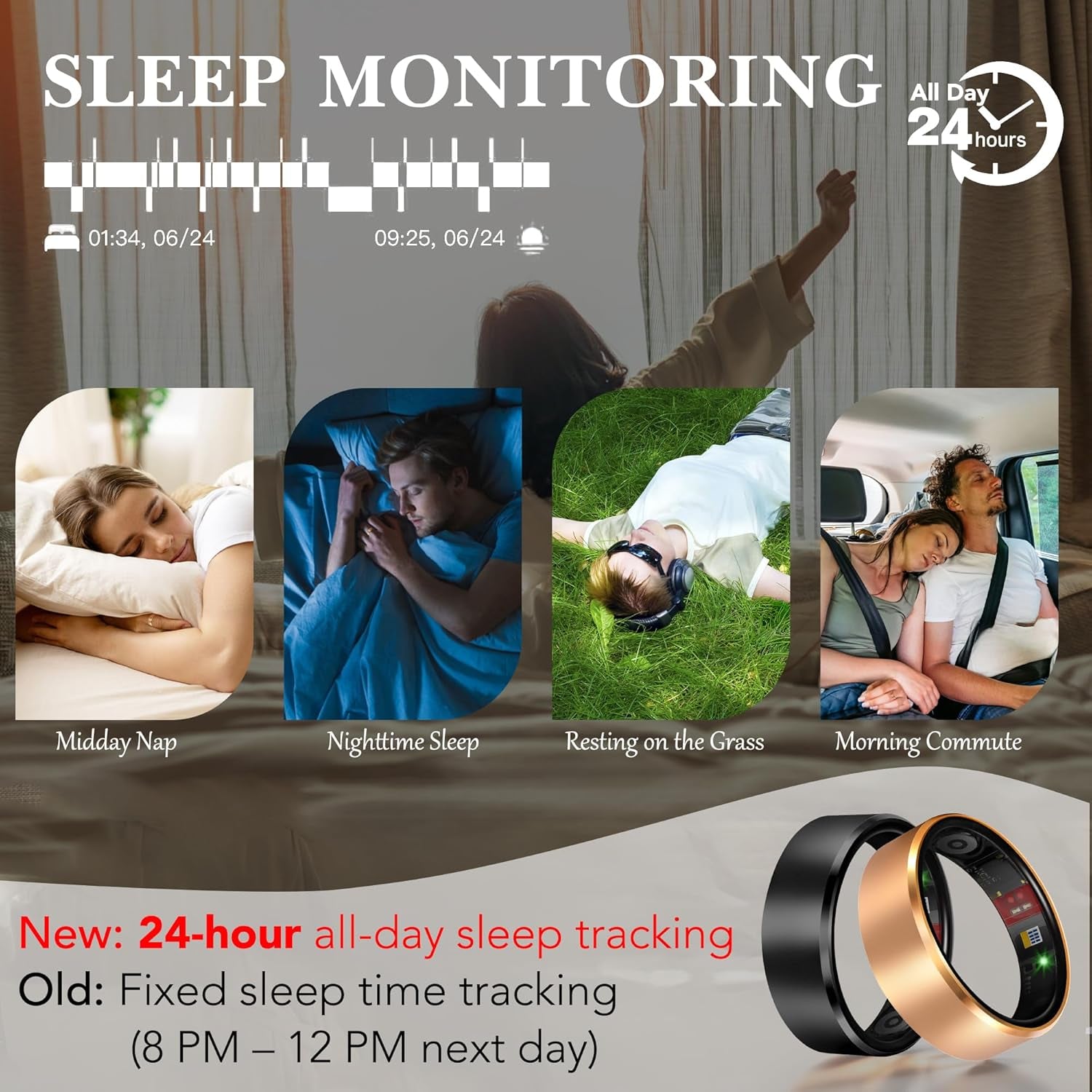 Smart Health Ring 2.0 for Women Men, Slim Scratch & Fingerprint Resistant Design,Efficient Chip Fitness Tracker, Monitors Heart, Blood Oxygen & Pressure, Sleep, Steps, Waterproof, Ios & Android, SV 13