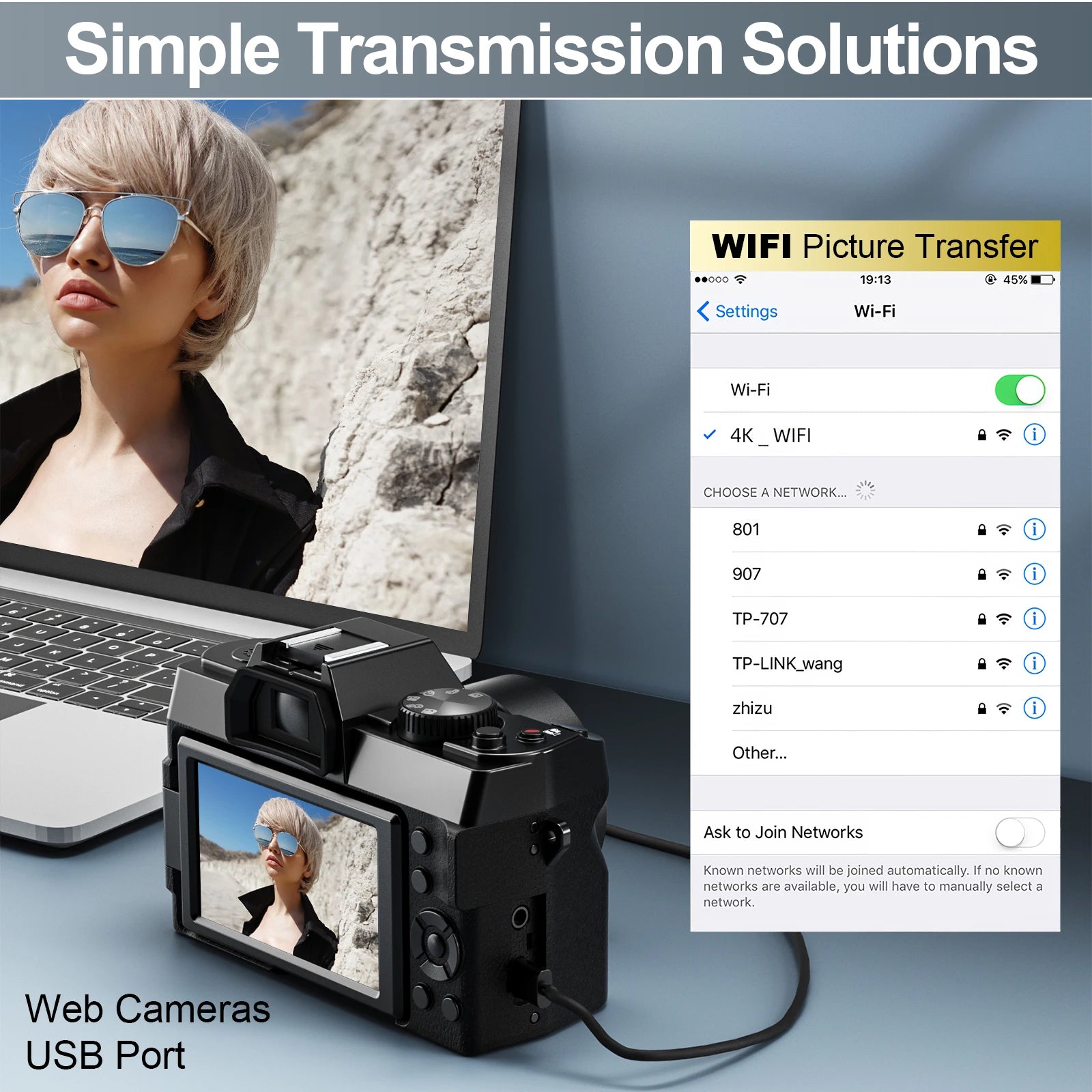 Compact Digital Photography Camera 4K WIFI Webcam Vintage Vlog Video Recorder Youtube 48MP Camcorder 16X Digital Zoom Camera