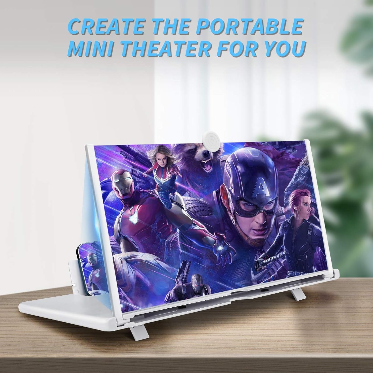 16 Inch Screen Magnifier for Cell Phone 3D Magnifier Screen Enlarger for Movies,Videos,Reading,Gaming-Screen Amplifie with Foldable Phone Stand Holder. Compatible with All Smartphones-White