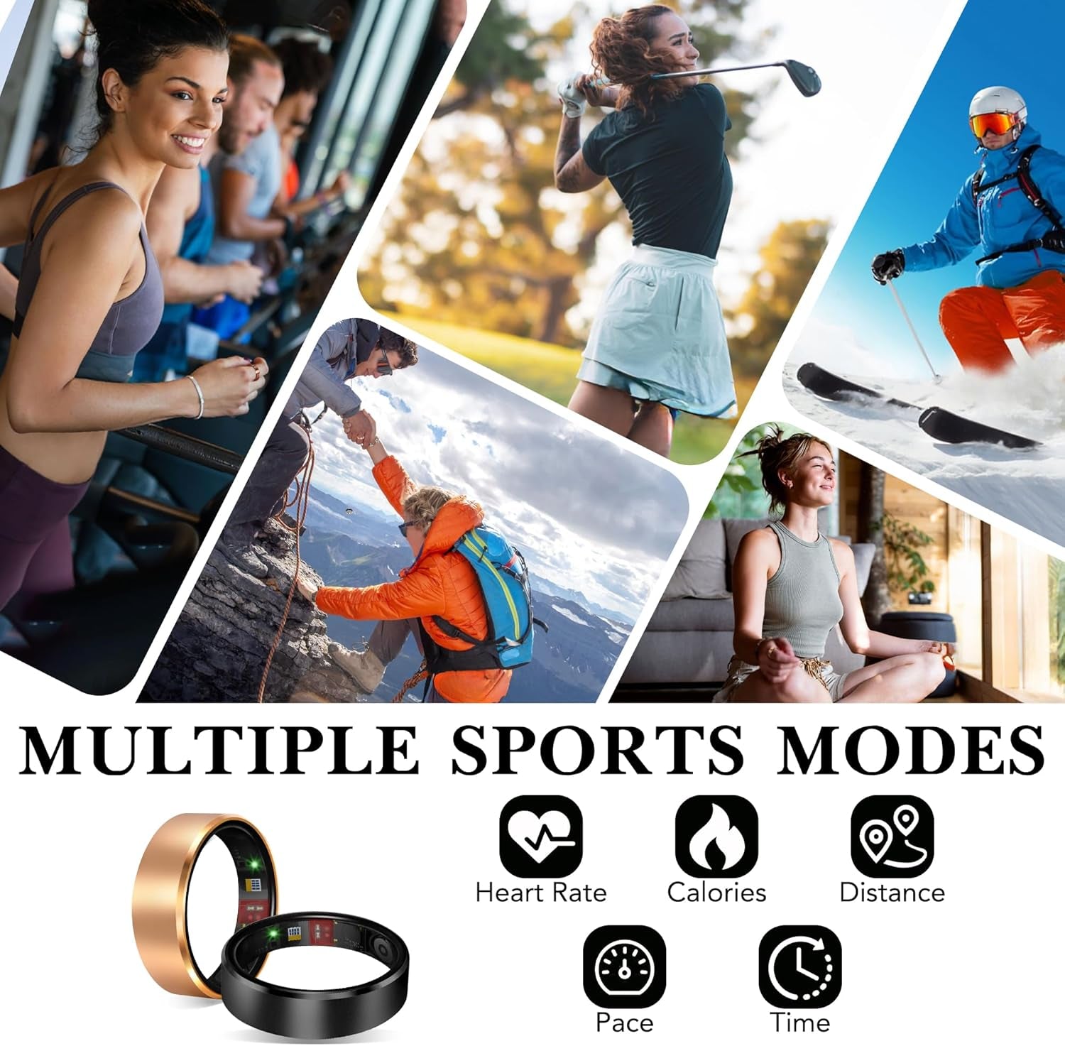 Smart Health Ring 2.0 for Women Men, Slim Scratch & Fingerprint Resistant Design,Efficient Chip Fitness Tracker, Monitors Heart, Blood Oxygen & Pressure, Sleep, Steps, Waterproof, Ios & Android, SV 13