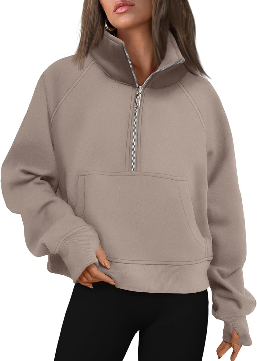 Womens Sweatshirts Half Zip Cropped Pullover Fleece Quarter Zipper Hoodies 2025 Fall Fashion Outfits Clothes