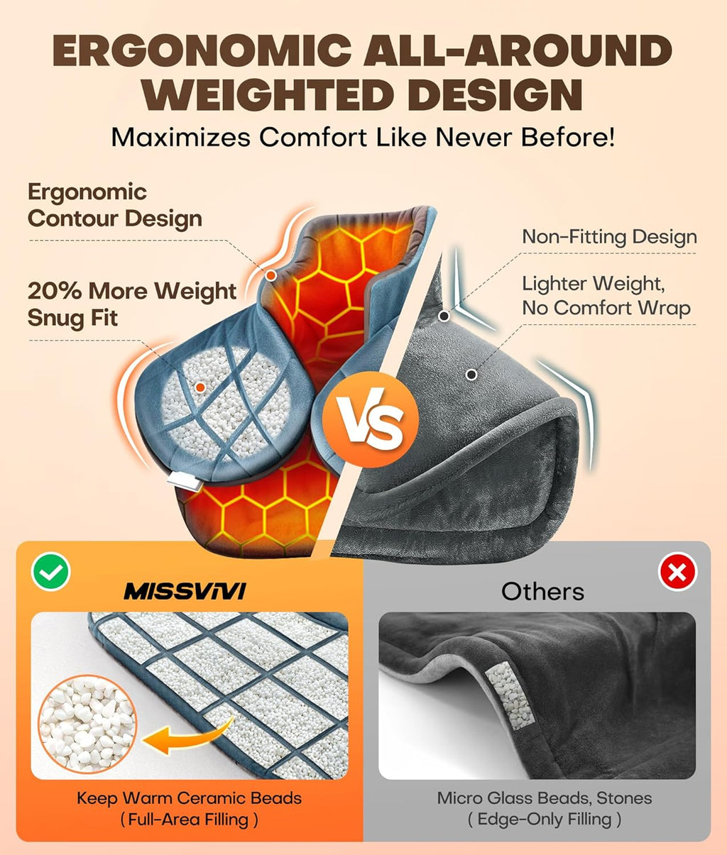 Graphene-Infused Weighted Heating Pad, Effective Pain Relief Instant Heating Pads for Neck and Shoulders and Back, Ergonomic Heated Wrap W/ 6 Heat Options 4 Auto Timer, Christmas Gifts for Women Men