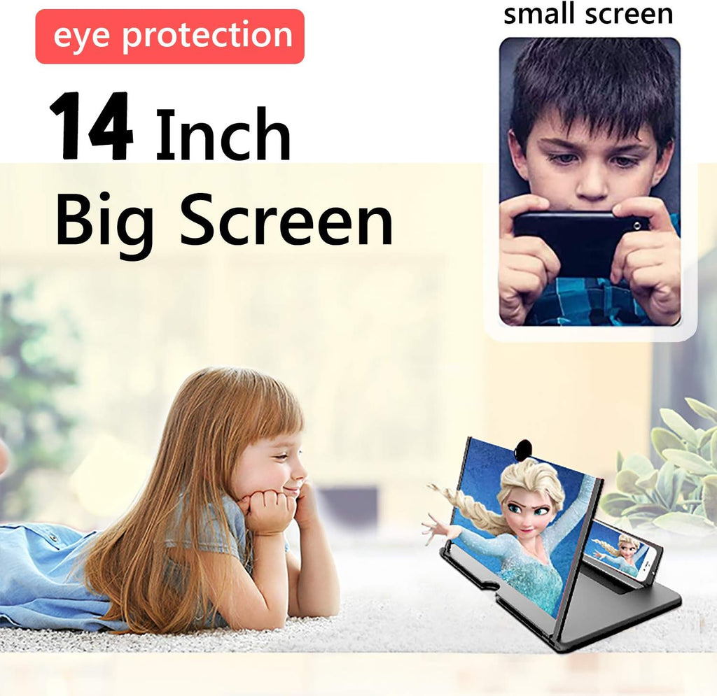 14 Inch Smartphone Screen Magnifier 3D HD Foldable Amplifier Phone Stand with Adjustable Angle Gift for Mom Dad Family Portable Universal Enlarger Movies Gaming Video