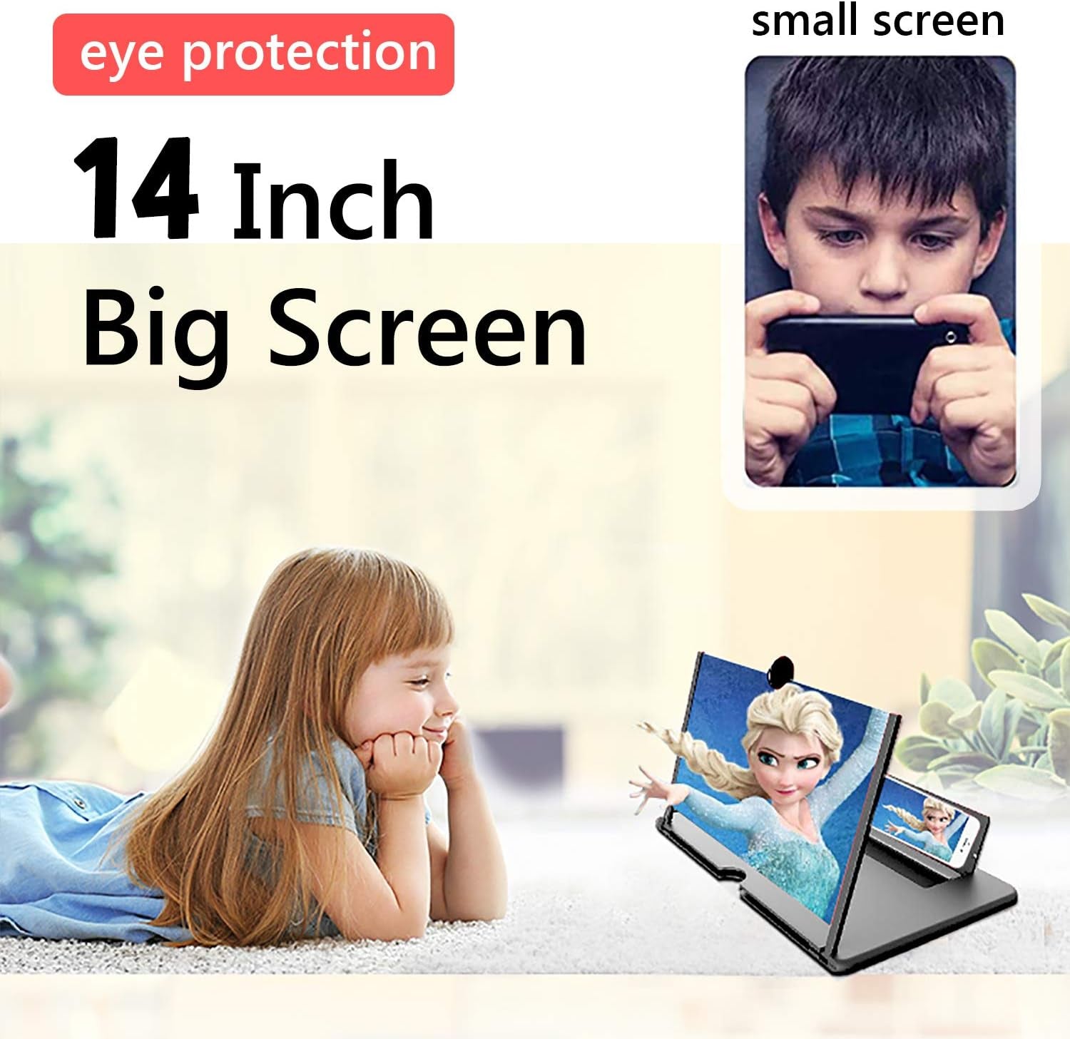 14 Inch Smartphone Screen Magnifier 3D HD Foldable Amplifier Phone Stand with Adjustable Angle Gift for Mom Dad Family Portable Universal Enlarger Movies Gaming Video