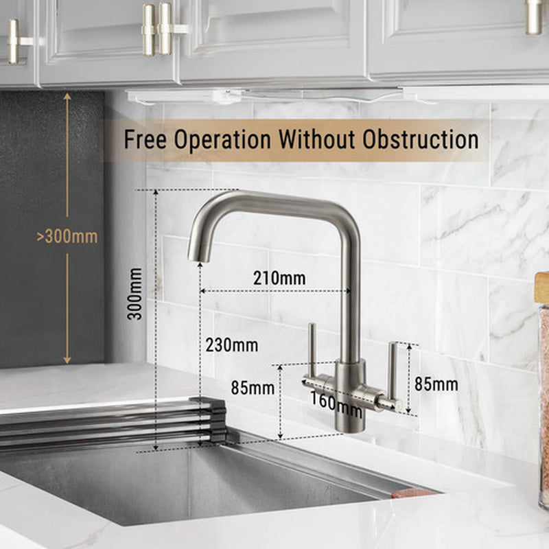 Kitchen Tap Dual Lever Kitchen Mixer Taps 1 Hole without Expert Installation