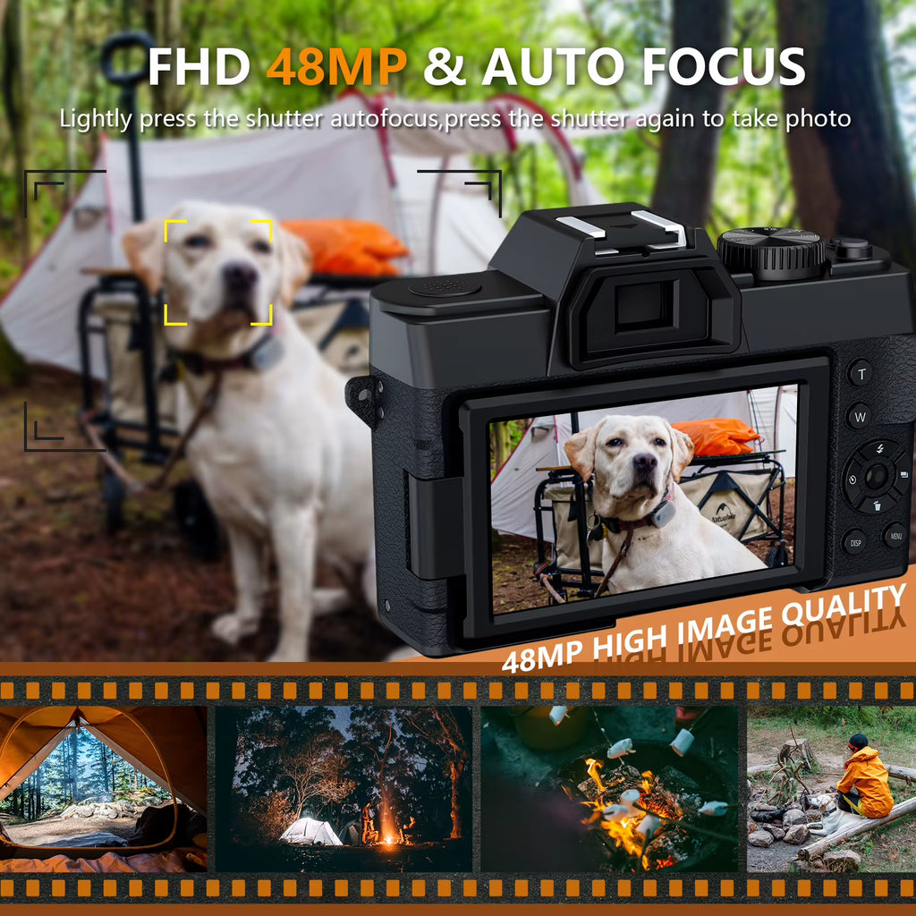 Digital Camera 4K 48MP Autofocus Camera Wifi Photography Support No Battery Use Digital Camera Suitable for Beginners