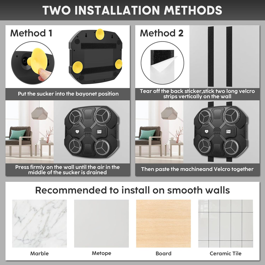 Music Boxing Machine Sport Toys for Kids and Adults,Wall Mounted Bluetooth Smart Punching Target,Training Pad Toy with Boxing Glove,Ideas Toys for Boys Girls Kids 3 4 5 6 7 8 9 10 11 12+ Years Old