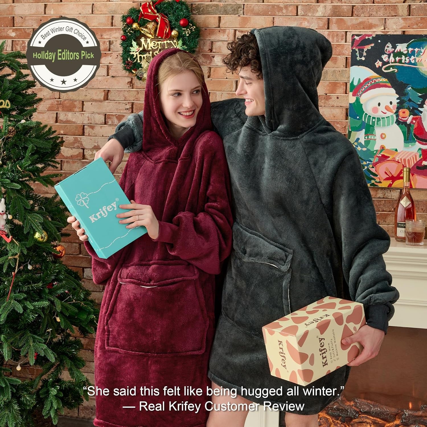 Wearable Blanket Hoodie, Oversized Sherpa Fleece Sweatshirt with Giant Pocket, Birthday Gifts for Women, Warm Christmas Gift for Mom, Wife, or Girlfriend