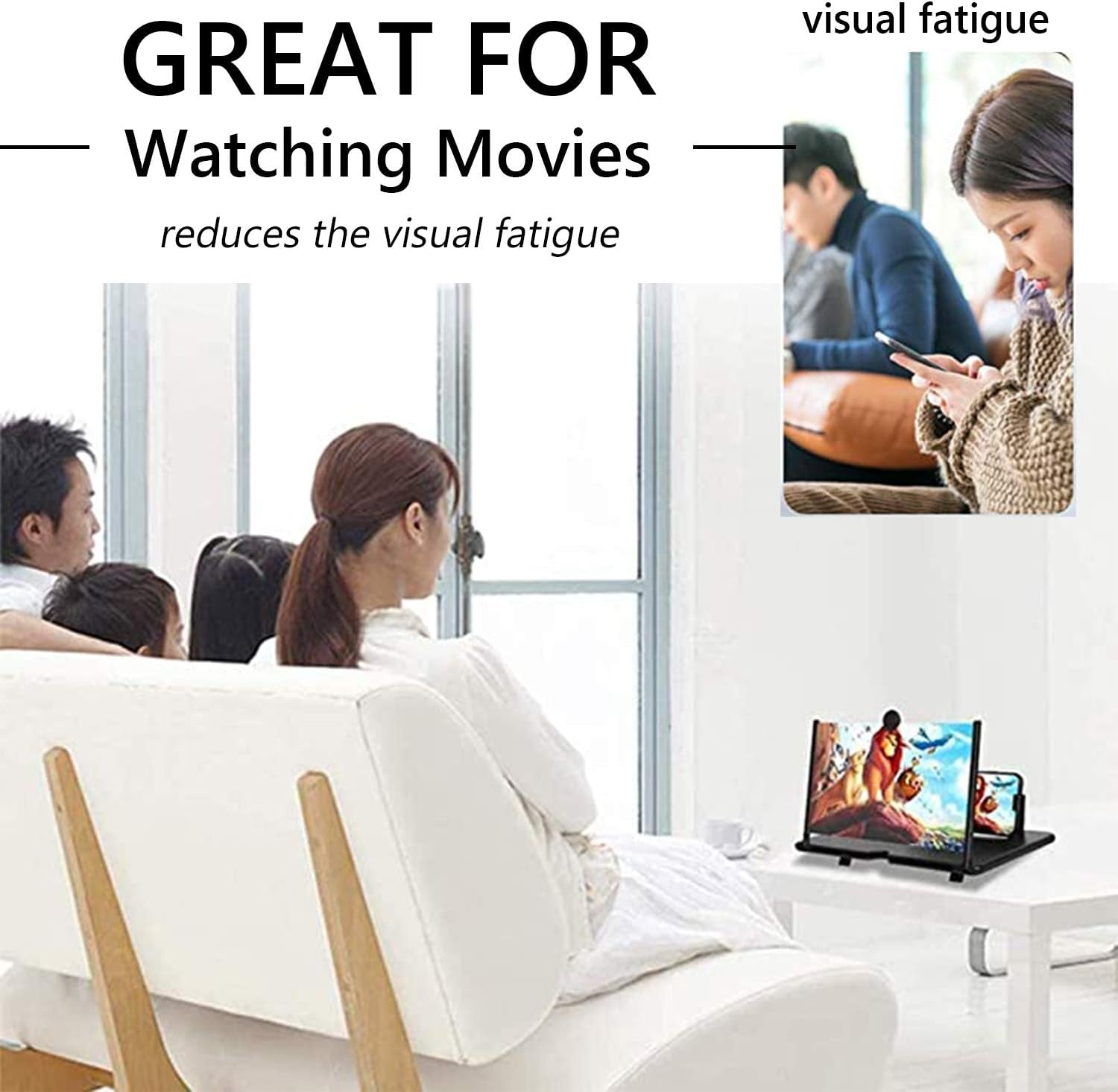 14 Inch Smartphone Screen Magnifier 3D HD Foldable Amplifier Phone Stand with Adjustable Angle Gift for Mom Dad Family Portable Universal Enlarger Movies Gaming Video