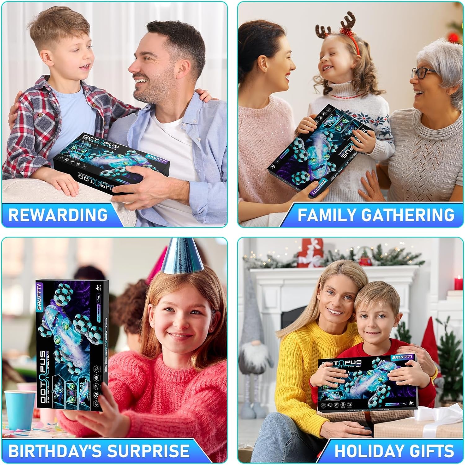 8WD Gesture Sensing Stunt Rc Cars Toys for Kids Age 6-13, Hand Controlled Stunt Car, 2.4Ghz Double-Sided Drift Stunt Car, Xmas Best Gifts Ideas for Boys Girls Age 6 7 8 9 10 11 12+ Years Blue