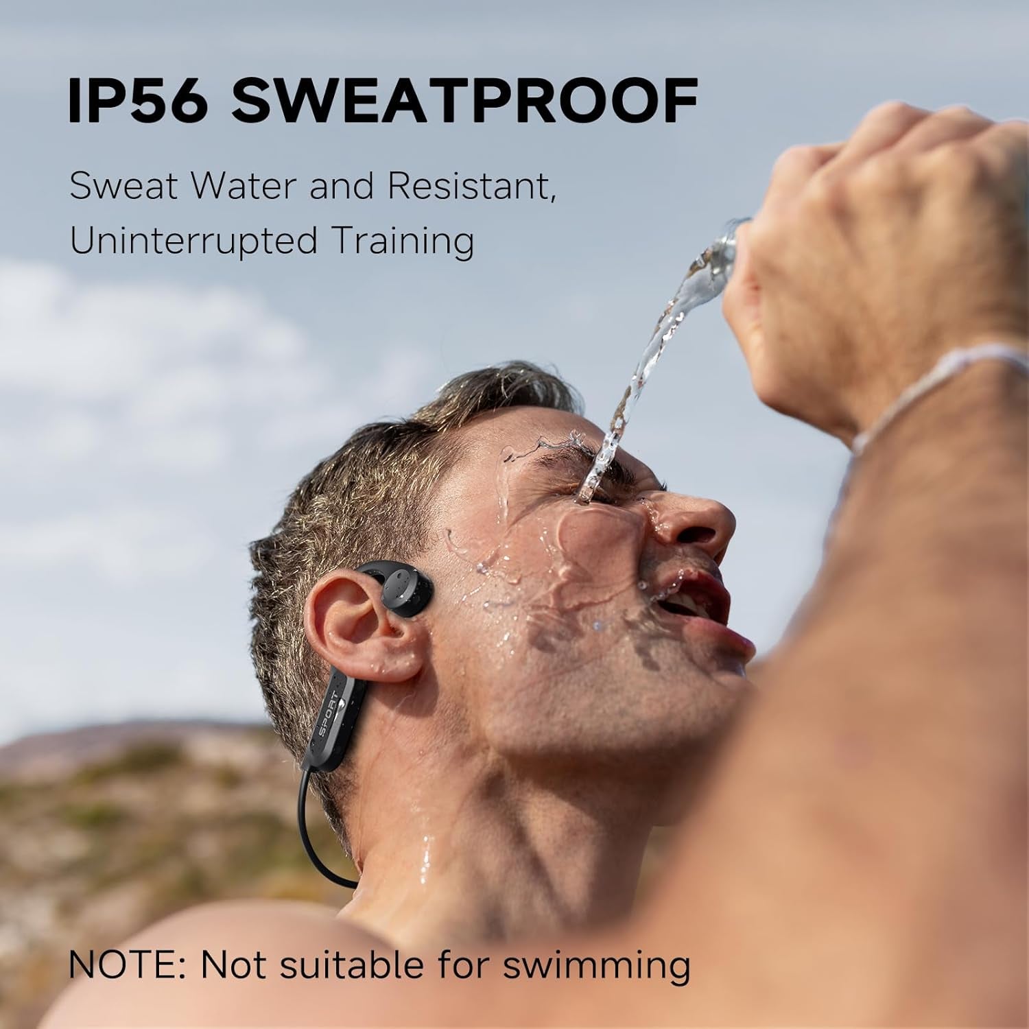 Bone Conduction Headphones, 2025 Upgrade Open Ear Bluetooth 5.4 Headphones with Mic, 10Hrs Playtime Bone Conduction Earbuds, IP56 Waterproof Earphones for Workout, Hiking