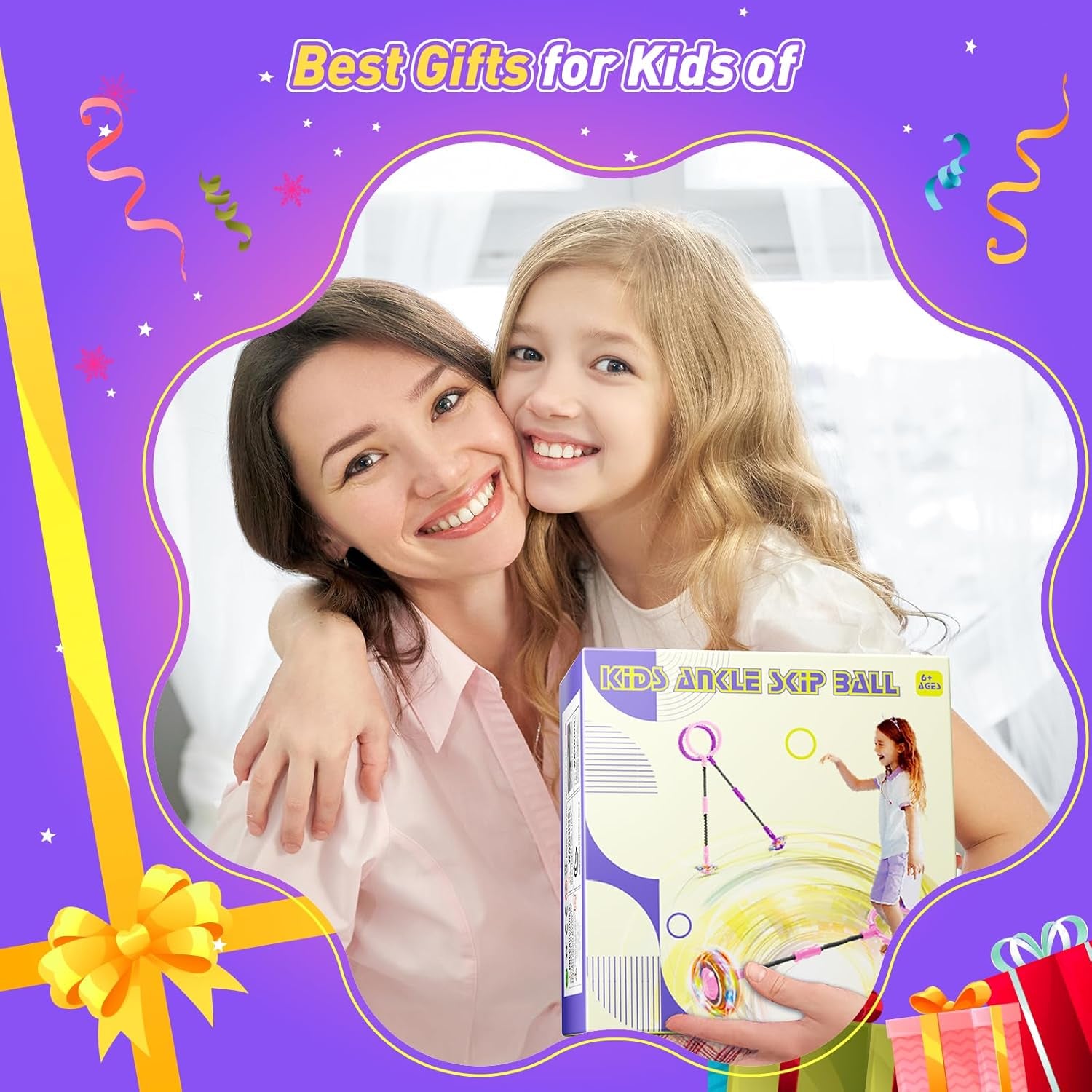 Skip Ball for Kids, Ankle Skip Ball Toy with Counter, Timer and Cal Calculator, Girl Birthday Gifts for Age 6 7 8 9 10+, Rechargeable Colorful Flash Wheel Skip Ball for Girls Women