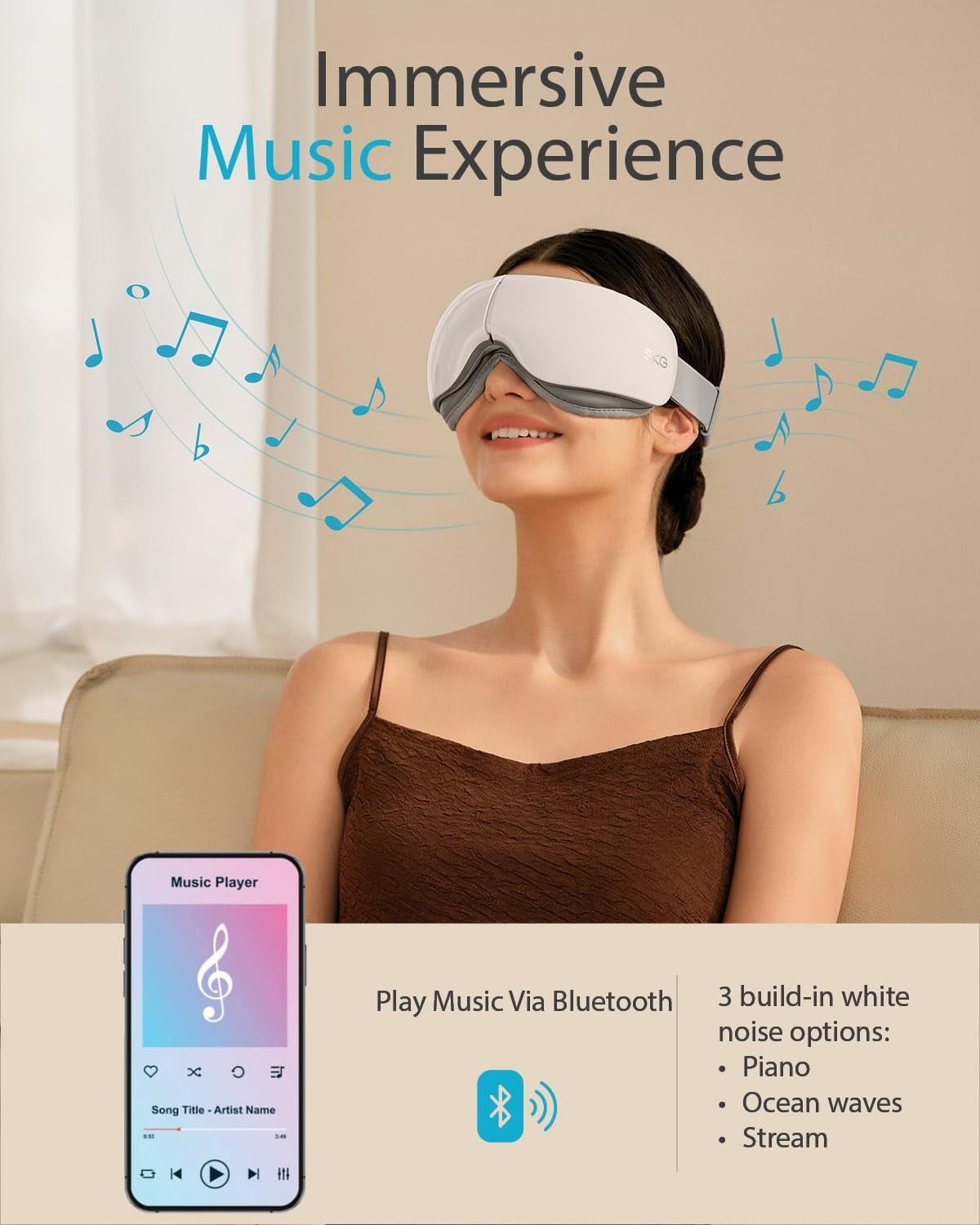 Heated Eye Massager with Heat & Compression, Ultra-Quiet Eye Mask Massager for Relaxation and Eye Strain Relief, Ideal Christmas Gift for Women and Men (ES500)