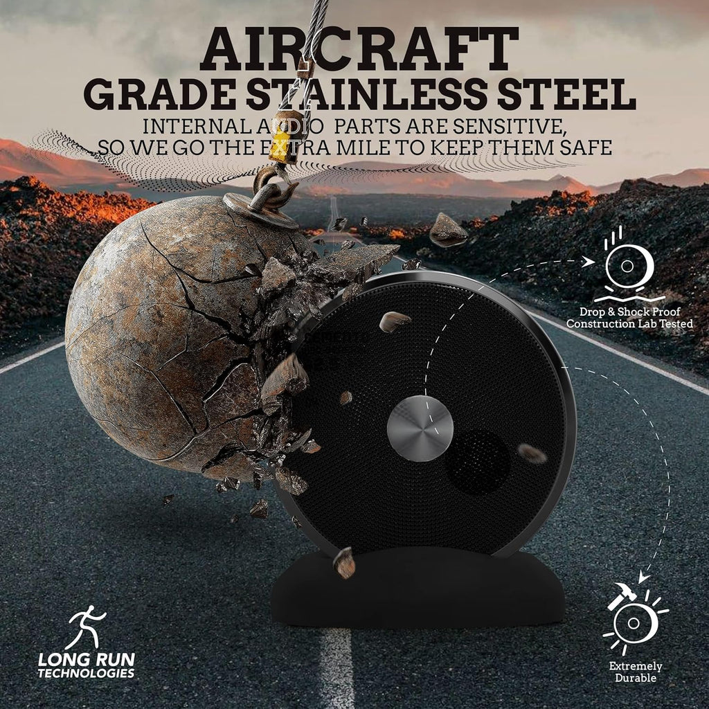 Bluetooth Speaker Set: Wireless Stereo Dual Pairing Portable Twin TWS System with Big Rich Bass Hi-Fi Multi-Room Indoor Outdoor Use Home Deck Pool Work Travel Party Camping Gift Decor Idea (Chrome)