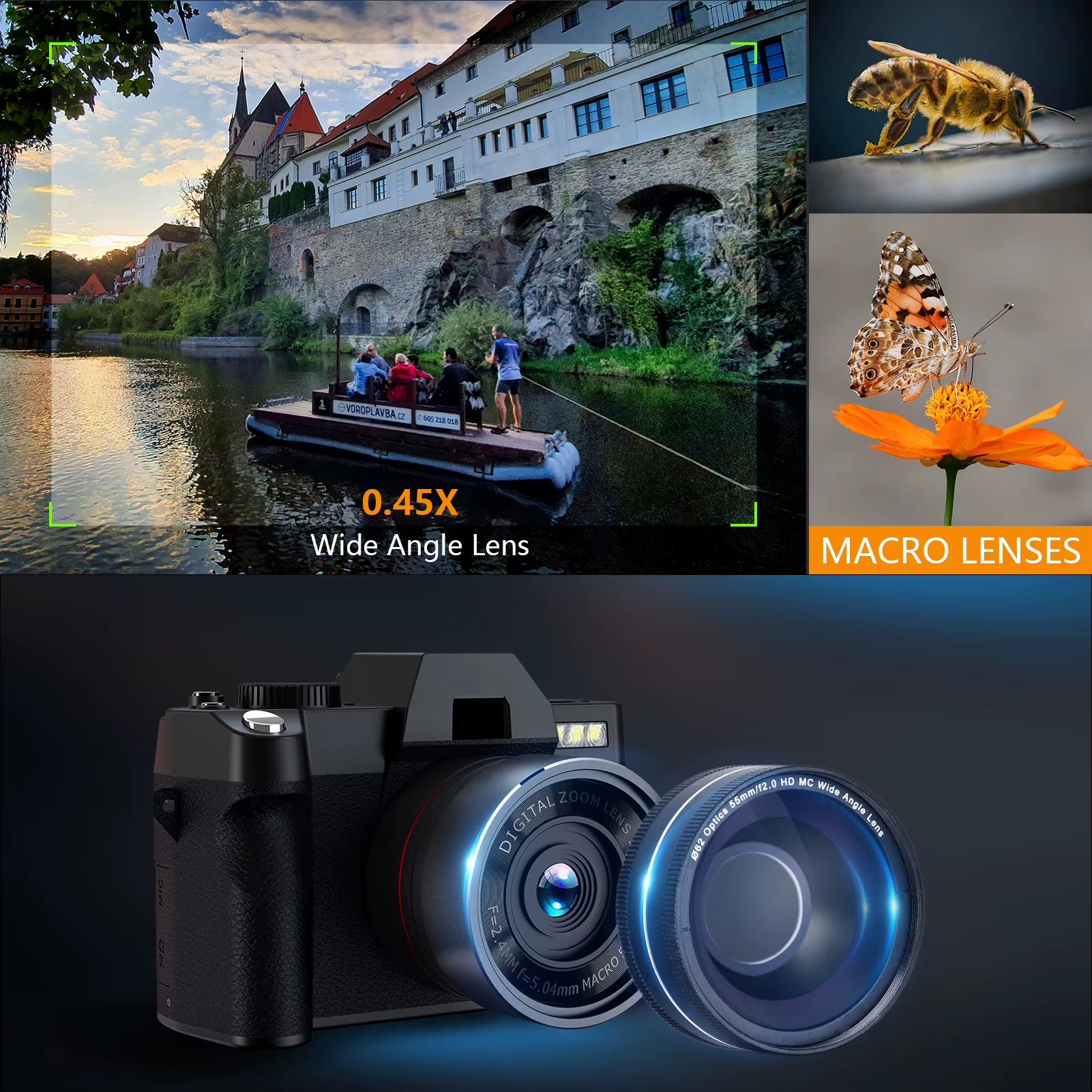 Digital Camera 4K 48MP Autofocus Camera Wifi Photography Support No Battery Use Digital Camera Suitable for Beginners