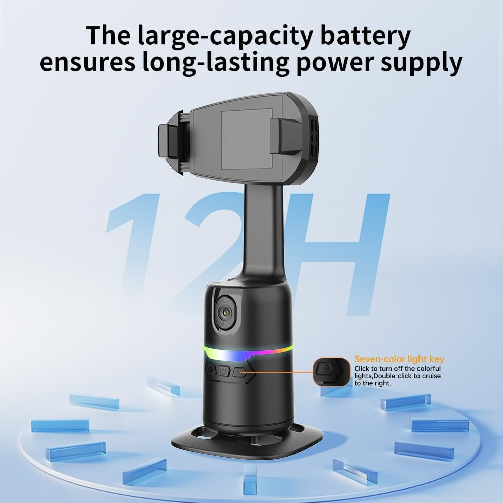 Auto Face Tracking Tripod 360° Rotating Cell Phone Photo and Video Kits Stand, Semiconductor Cooling, Camera Stand with Remote and Gesture Control, Smart Shooting Stand for Live Recording Tiktok Black