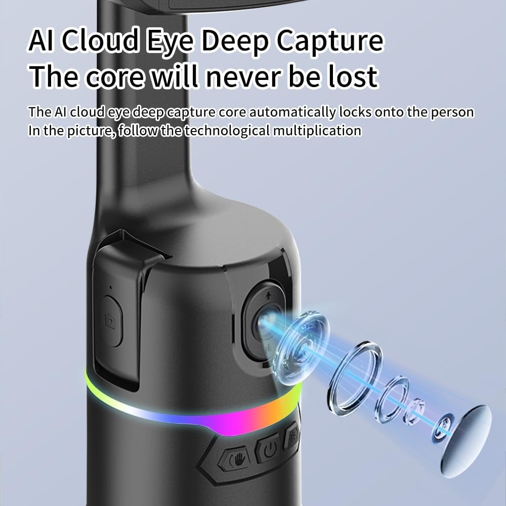 Auto Face Tracking Tripod 360° Rotating Cell Phone Photo and Video Kits Stand, Semiconductor Cooling, Camera Stand with Remote and Gesture Control, Smart Shooting Stand for Live Recording Tiktok Black