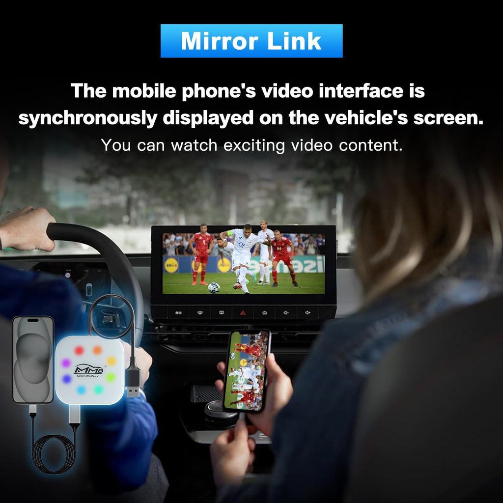 WJAN-TV2.0 Carplay, Wireless Carplay, Carplay Adapter Online Youtube/Netflix 2025 New Upgrade Dongle with HDMI Output, Video TV Box, Android 12.0 Auto Wireless Adapter for OEM Apple Carplay Cars