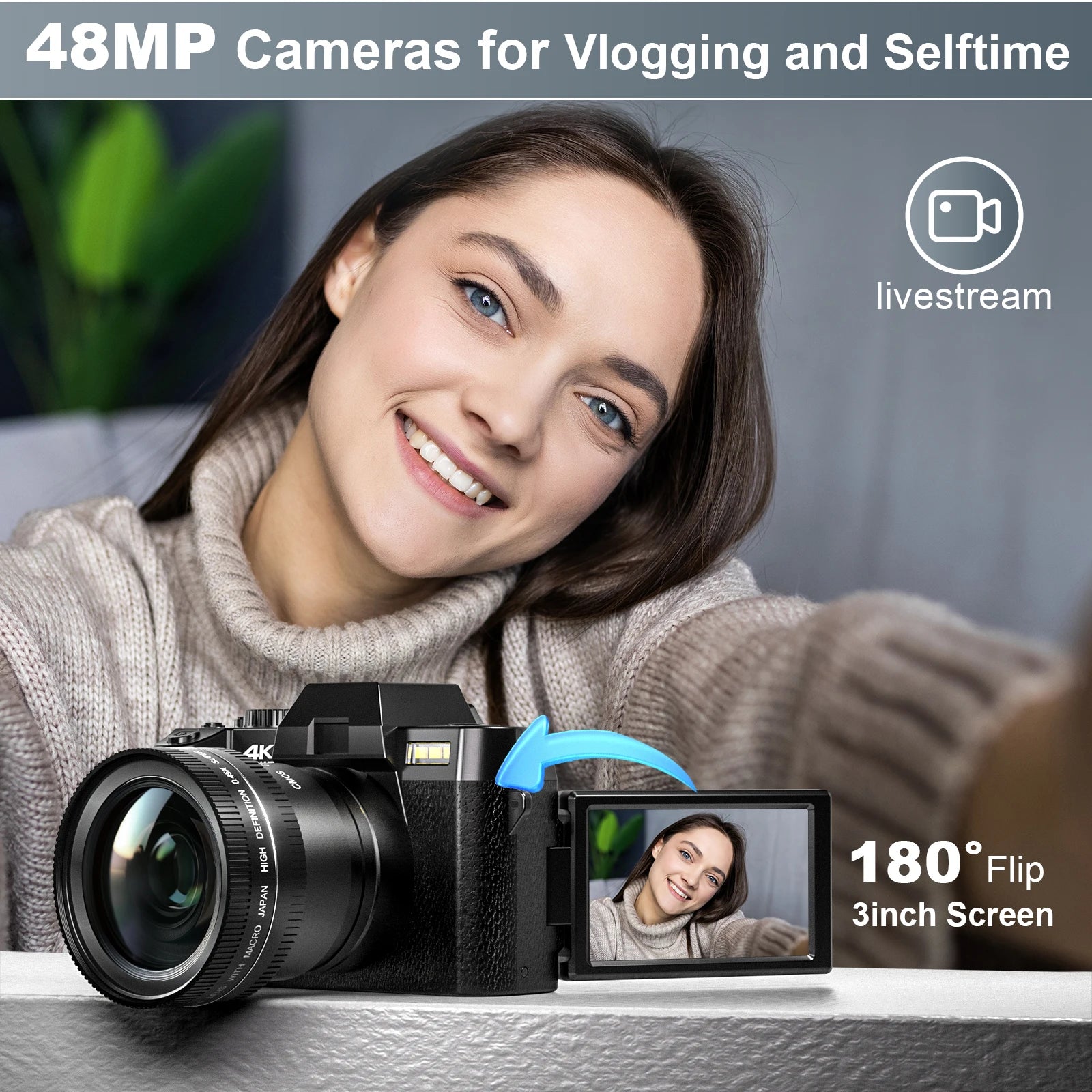 Compact Digital Photography Camera 4K WIFI Webcam Vintage Vlog Video Recorder Youtube 48MP Camcorder 16X Digital Zoom Camera