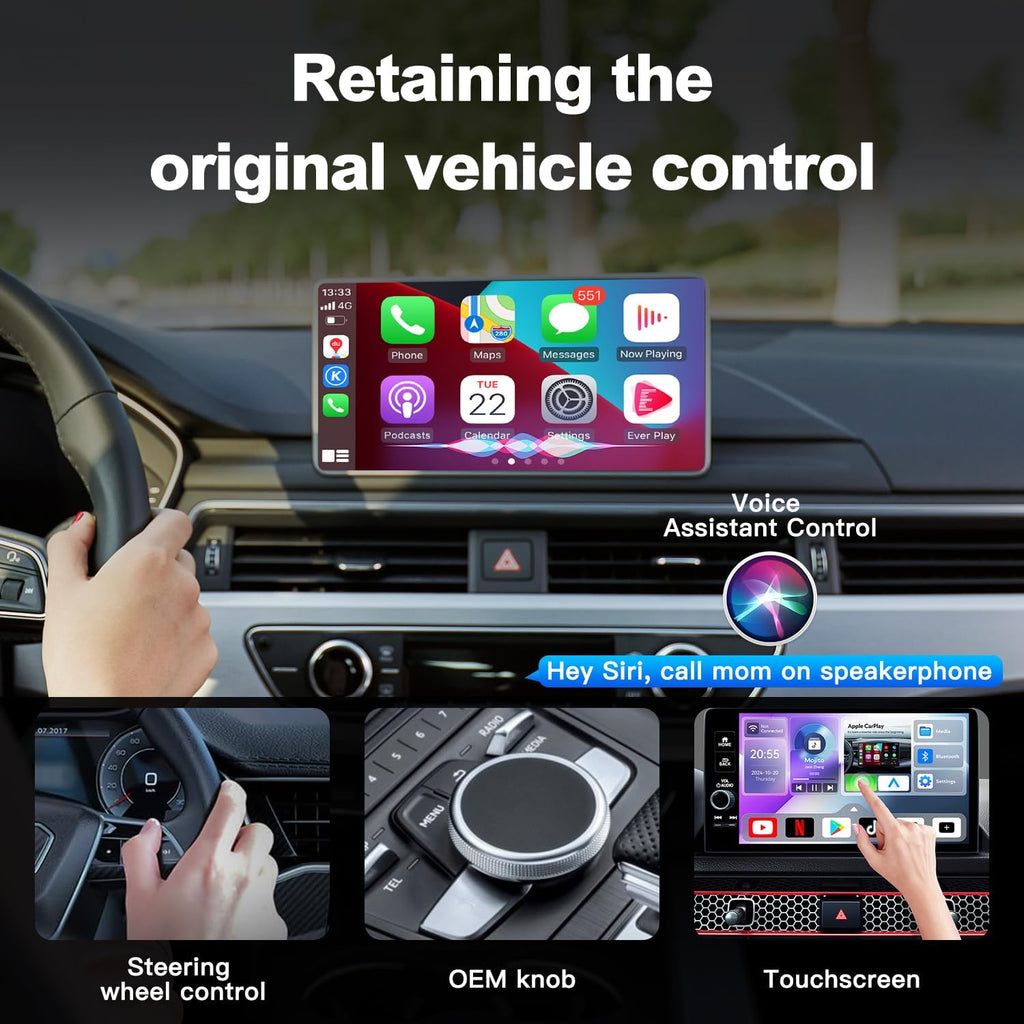 WJAN-TV2.0 Carplay, Wireless Carplay, Carplay Adapter Online Youtube/Netflix 2025 New Upgrade Dongle with HDMI Output, Video TV Box, Android 12.0 Auto Wireless Adapter for OEM Apple Carplay Cars