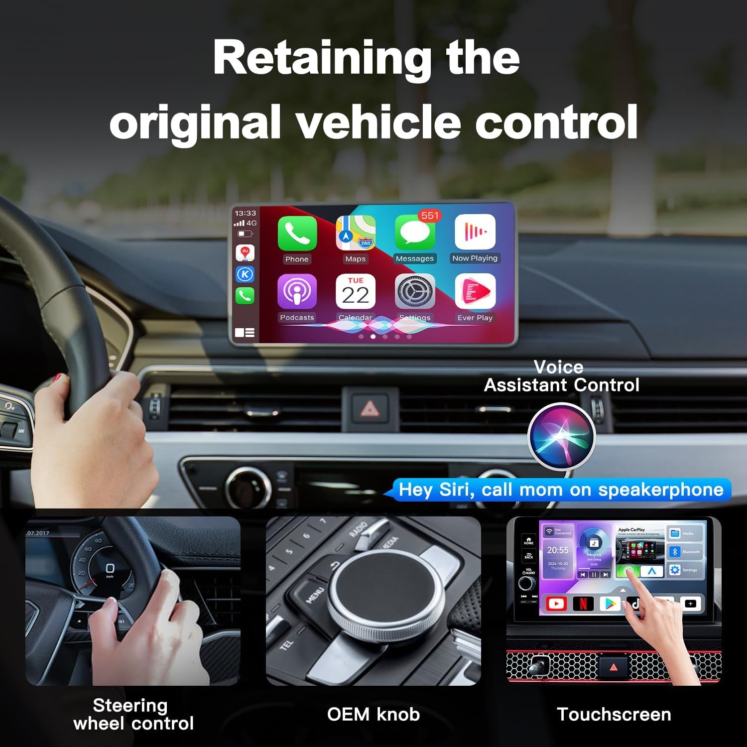 WJAN-TV2.0 Carplay, Wireless Carplay, Carplay Adapter Online Youtube/Netflix 2025 New Upgrade Dongle with HDMI Output, Video TV Box, Android 12.0 Auto Wireless Adapter for OEM Apple Carplay Cars