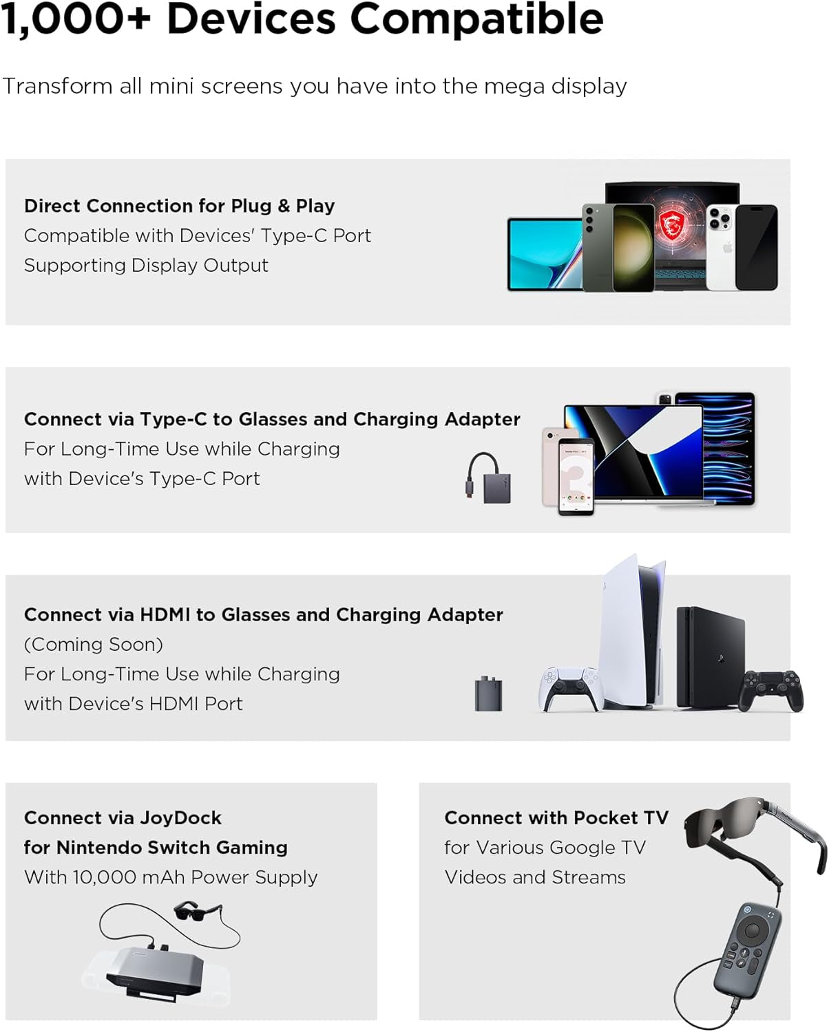 Air 2S XR Glasses - AR Glasses, 201" 120Hz 5000 Nits FHD OLED Display, Video Display Glasses Compatible with Iphone 16,15/Android/Switch/Ps5/Steamdeck, 2024 Model