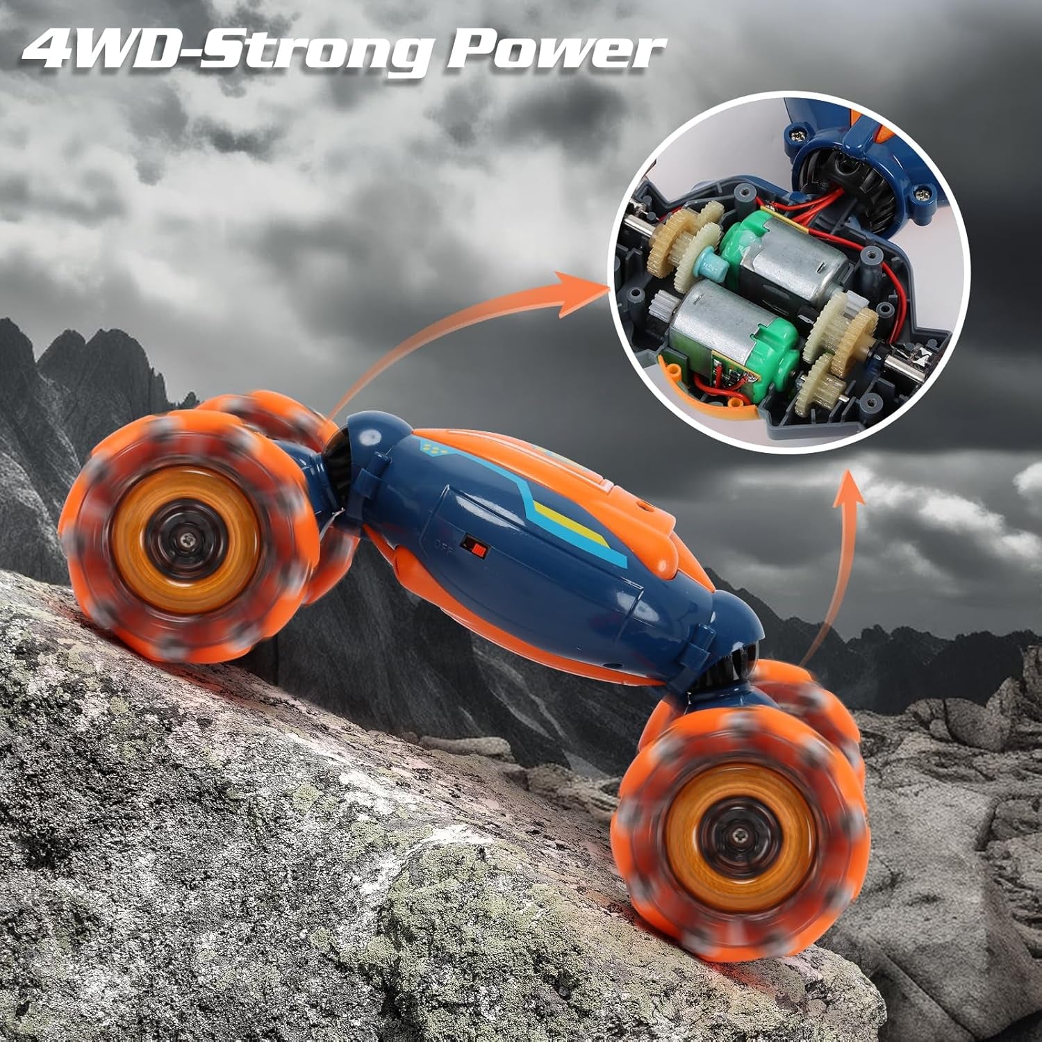 Gesture Sensing RC Stunt Car - Boys Toys Age 6-8-12, 4WD Hand Controlled Remote Control Twist Car with Light & Music, Cool Birthday Presents and Ideas Gifts for Kids Age 7 9 10 11 12 Years Old