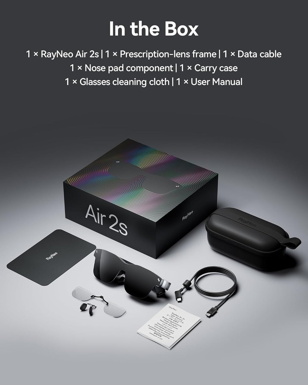Air 2S XR Glasses - AR Glasses, 201" 120Hz 5000 Nits FHD OLED Display, Video Display Glasses Compatible with Iphone 16,15/Android/Switch/Ps5/Steamdeck, 2024 Model