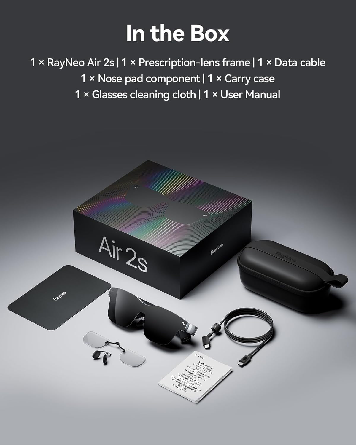 Air 2S XR Glasses - AR Glasses, 201" 120Hz 5000 Nits FHD OLED Display, Video Display Glasses Compatible with Iphone 16,15/Android/Switch/Ps5/Steamdeck, 2024 Model