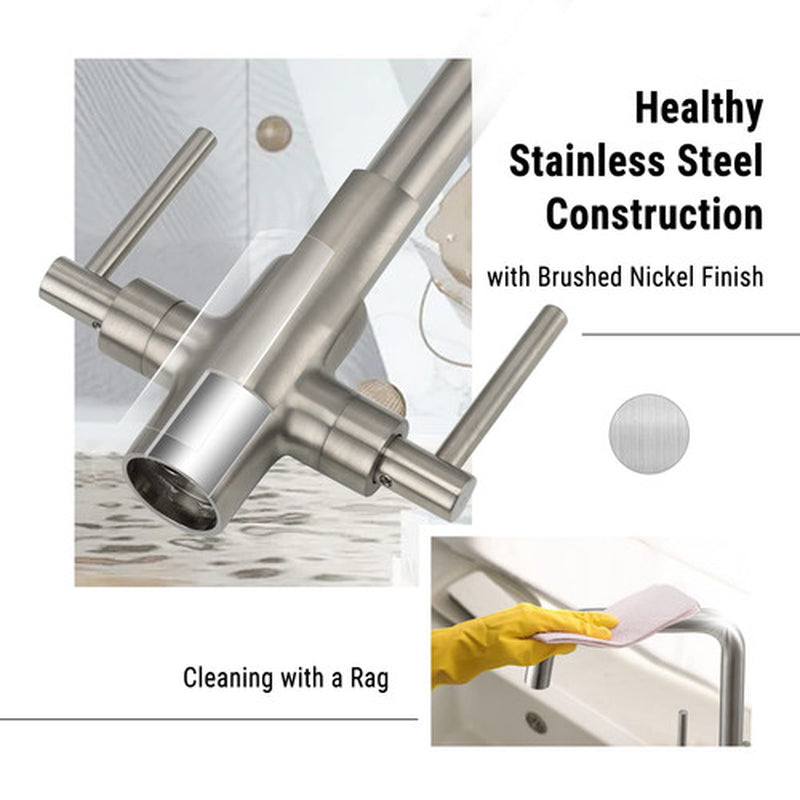 Kitchen Tap Dual Lever Kitchen Mixer Taps 1 Hole without Expert Installation