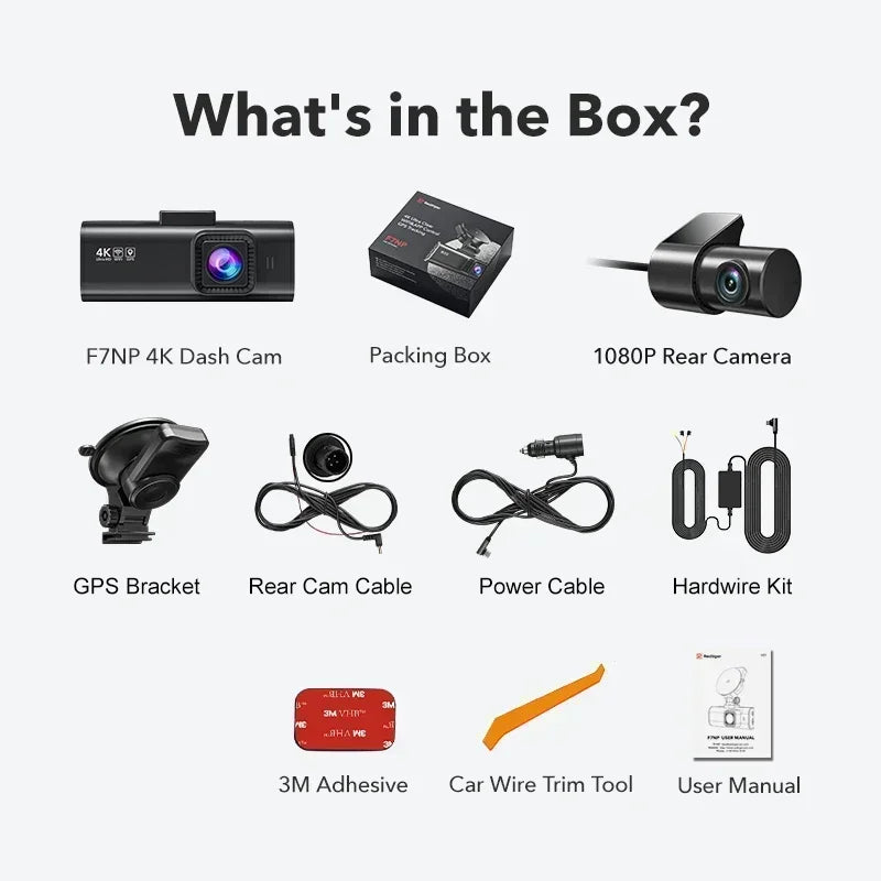 REDITIGER 4K Dash Cam 1080P HD Car DVR Built-In GPS Android Wifi Auto Drive Vehicle Video Recorder Night Vision