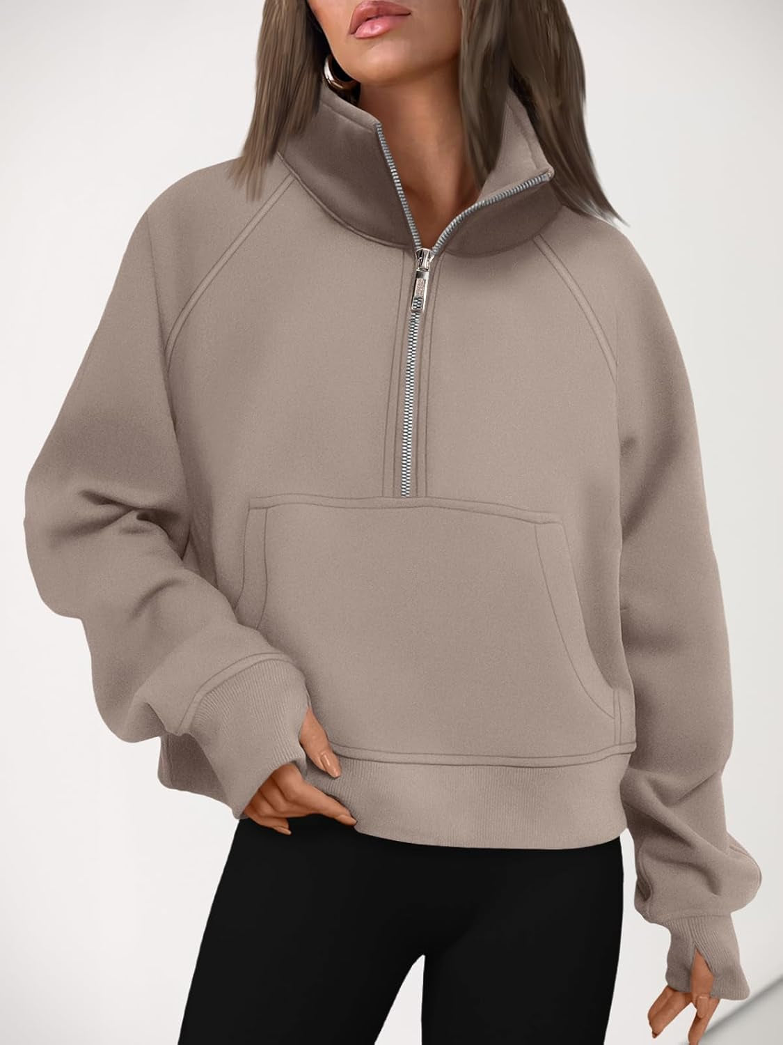 Womens Sweatshirts Half Zip Cropped Pullover Fleece Quarter Zipper Hoodies 2025 Fall Fashion Outfits Clothes