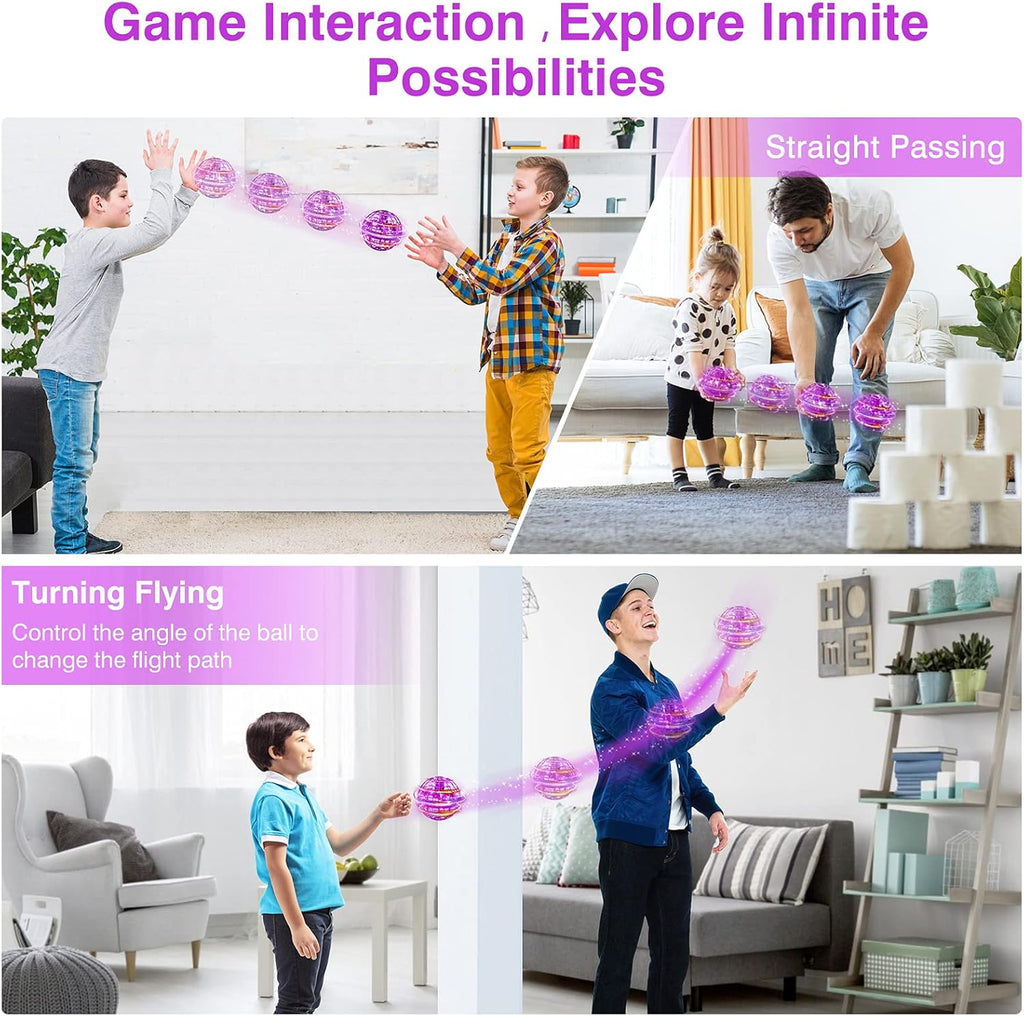 Flying Orb Ball Toy 2025 – Light up Hand Controlled Boomerang Spinner Mini Drone Toy, Hover Cosmic Globe Ball, Cool Christmas & Birthday Gift for Girls Boys Teens Ages 6+ (Purple)