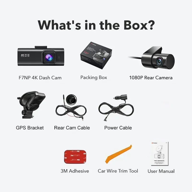 REDITIGER 4K Dash Cam 1080P HD Car DVR Built-In GPS Android Wifi Auto Drive Vehicle Video Recorder Night Vision