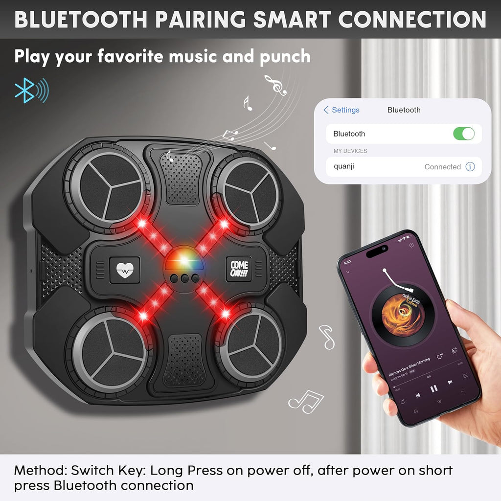 Music Boxing Machine Sport Toys for Kids and Adults,Wall Mounted Bluetooth Smart Punching Target,Training Pad Toy with Boxing Glove,Ideas Toys for Boys Girls Kids 3 4 5 6 7 8 9 10 11 12+ Years Old