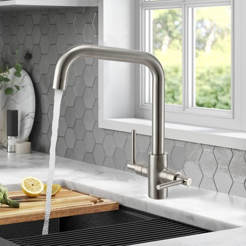 Kitchen Tap Dual Lever Kitchen Mixer Taps 1 Hole without Expert Installation