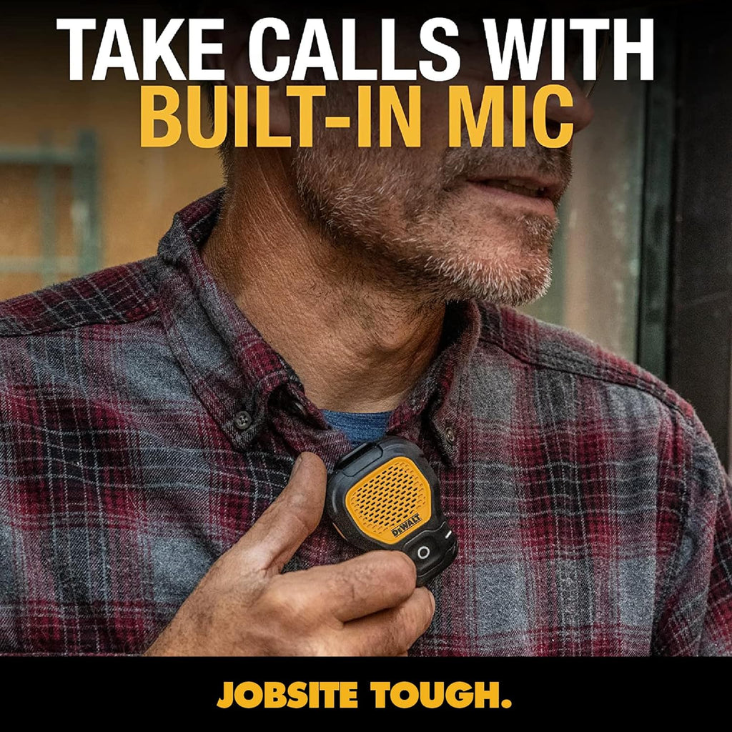 Wearable Bluetooth Speaker (Updated Version), Clip-On Wireless Jobsite Pro Water-Resistant Portable Speaker (Non-Magnetic), Built-In Mic for Hands-Free Music/Calls, Bluetooth Speaker (Yellow)