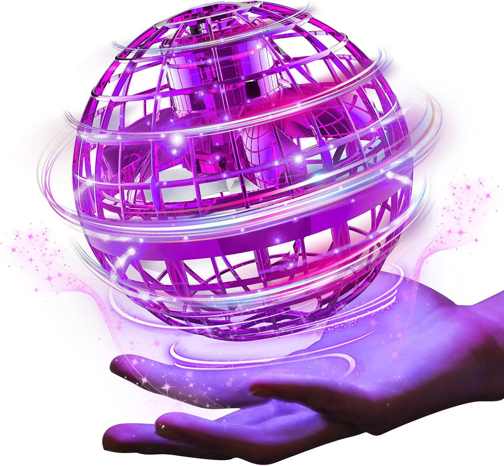 Flying Orb Ball Toy 2025 – Light up Hand Controlled Boomerang Spinner Mini Drone Toy, Hover Cosmic Globe Ball, Cool Christmas & Birthday Gift for Girls Boys Teens Ages 6+ (Purple)