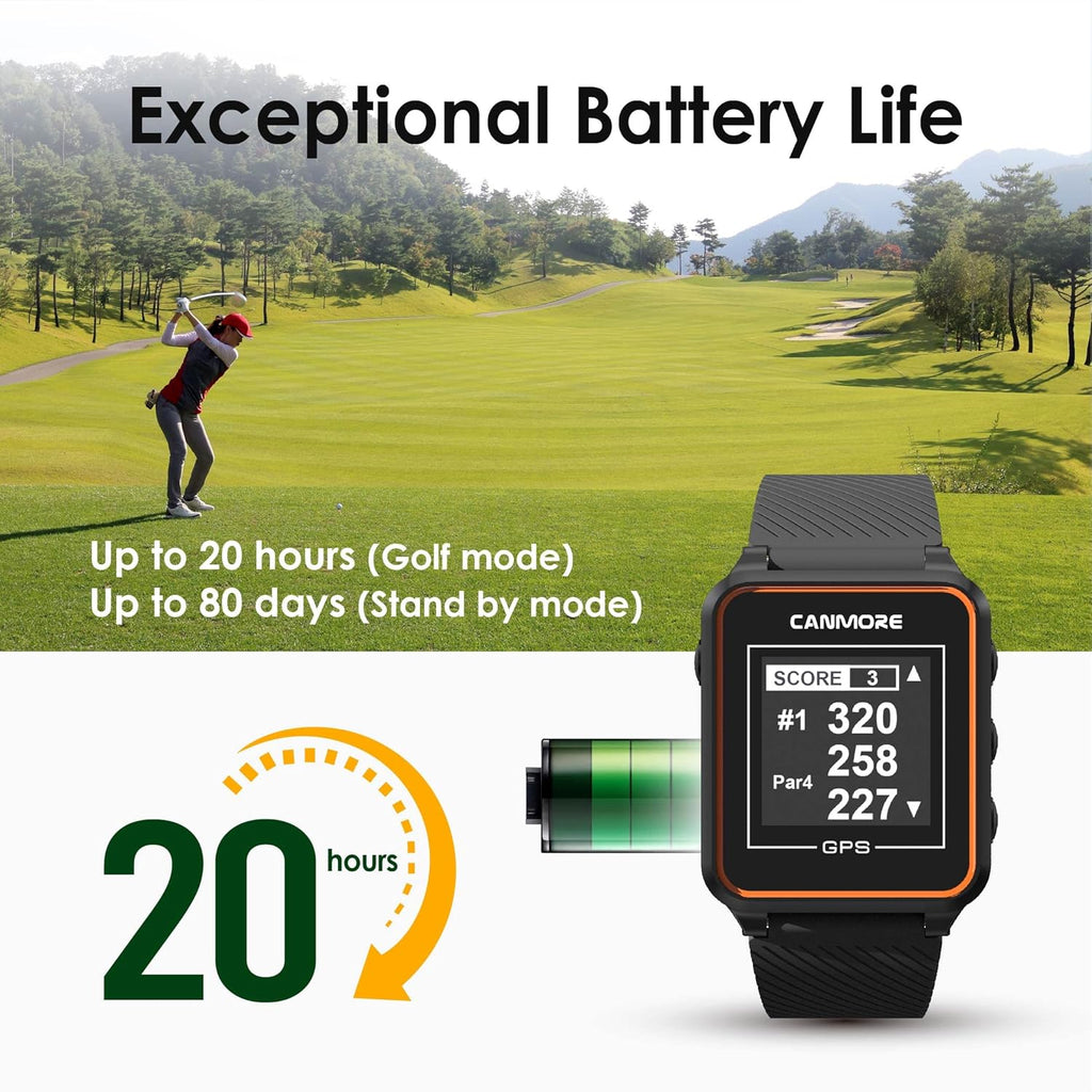 TW356 Golf GPS Watch for Men and Women, Free Update 41,000+ Preloaded Courses Worldwide, High Contrast LCD Display, Upgrade IC Chip, Lightweight Essential Accessory for Golfers, Black